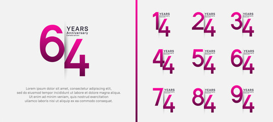 set of anniversary logo style. vector design purple color for celebration