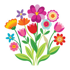 Vibrant colorful flower bouquet illustration