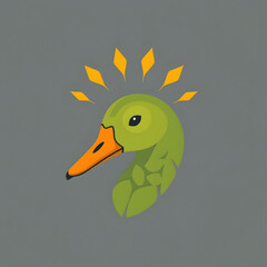 Goose head vector illustration, hyperstylized organic shapes mimicking plant cells.