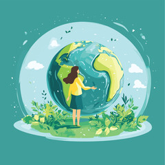 Businesswoman is trying to save the planet earth from climate change