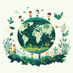 Children with virtual environmental friendly world