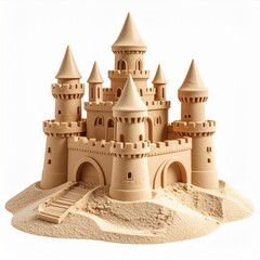 Intricate Sandcastle on White Background