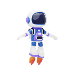 Astronaut Using A Jetpack 3D Character Illustration.