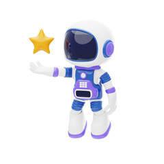 Astronaut With Star 3D Character Illustration.
