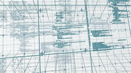 Turquoise grid forming triggers code clusters drifting and aligning into streams visualizing data - Powered by Adobe