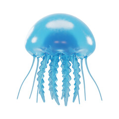 Rendered Blue Jellyfish with Flowing Tentacles in Aquatic Form