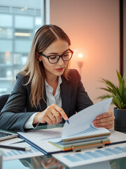 Business Financing Accounting Banking Concept, Businesswoman doing finances and calculating financial report with business graph growth cahrt, finance and investment concept