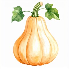 Pale Orange Pumpkin Watercolor Painting