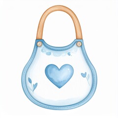 Cute Baby Bib Watercolor Illustration with Heart
