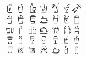 Food icon set over white background, silhouette style, vector illustration