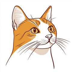 A curious cat with captivating eyes gazes with keen interest, its features highlighted against a simple background. The image captures the graceful lines and unique color.