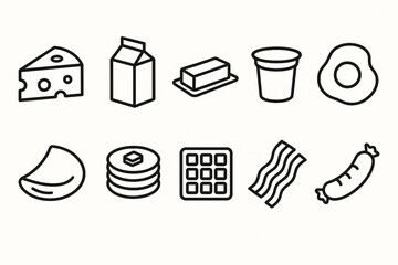 Food icon set over white background, silhouette style, vector illustration