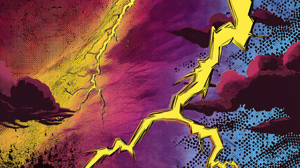 Vintage Lightning Bolts Flash Comic Book Pattern