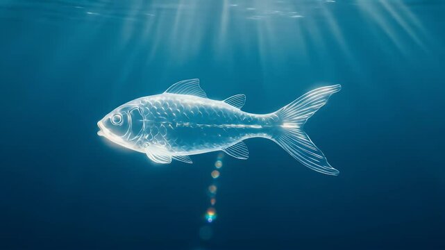 The Fish Swimming in a world of light and shadow.