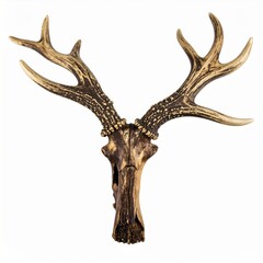Obraz premium Detailed Deer Antlers and Skull on White Background