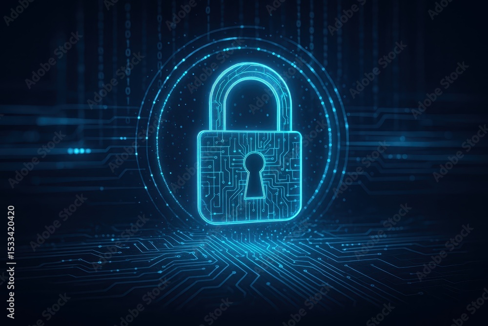 Aufkleber advanced cybersecurity visualization with digital padlock and encrypted data protection against cybe