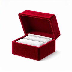 Red Velvet Jewelry Box on White Background