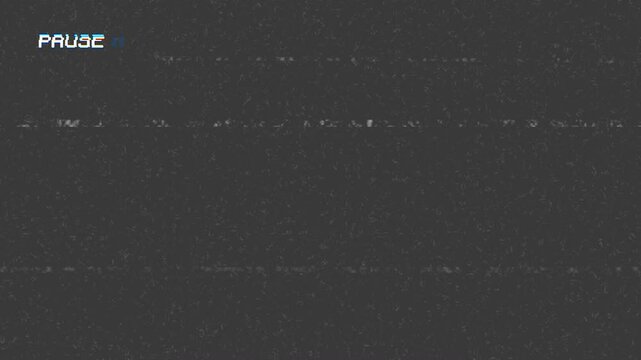 Old VHS Tape Display Pause Glitch Effects. 4K Video