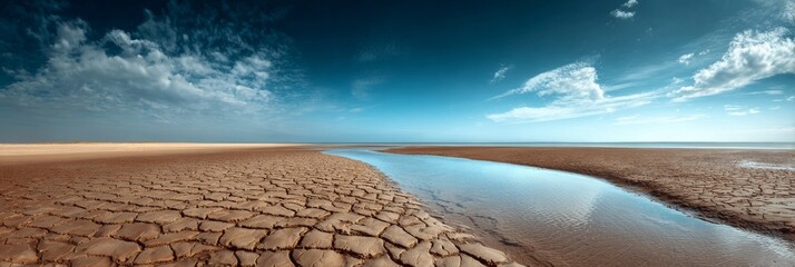  Flat wet sand on an empty beach showing subtle water marks and gentle ripples.  
