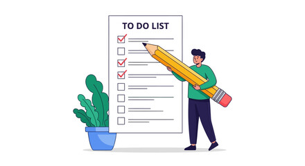To-Do List Productivity Concept - Cartoon Isolated