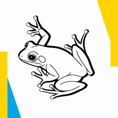 Line Art Drawing of a Tree Frog Illustration