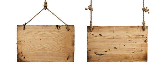 Pair of Retro Wooden Sign board Isolated object, copy space