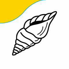Seashell Line Art Illustration, Black and White