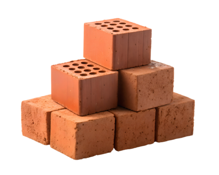 stack of red clay bricks pyramid style