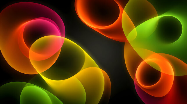 multicolor shapes layered in transparent waves with synthetic light bursts