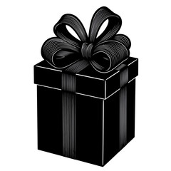 Illustration of a wrapped gift box with a big bow silhouette