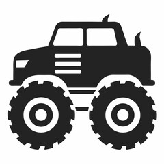 Monster truck vector silhouette illustration isolated on white background