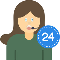 24 Hours Support Icon