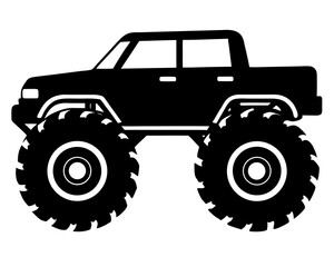 Monster truck vector silhouette illustration isolated on white background