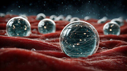 floating over a soft 3D surface with glowing edges and fluid shapes