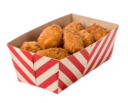 red striped box with chicken nuggets