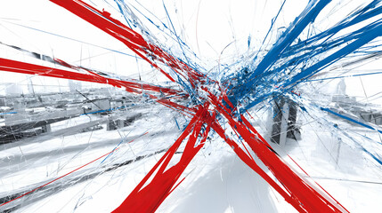 flows with geometric randomness forming a chaotic yet modern business visual