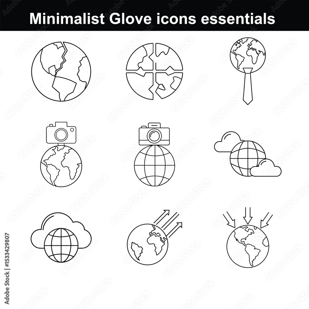 Poster minimalist globe icon set. clean and simple design