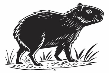 Obraz premium capybara sihouette black vector