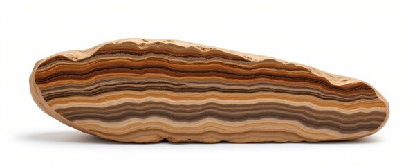 Banded Rock Specimen on White