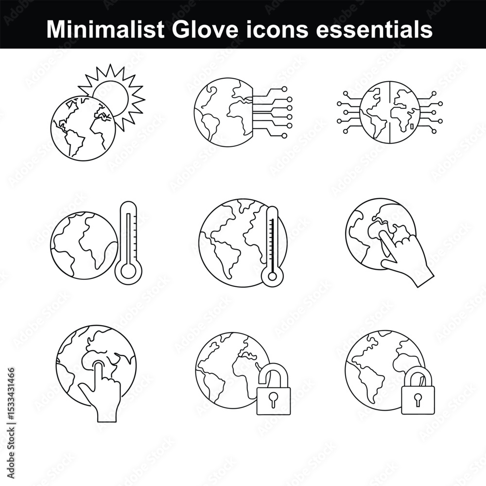 Poster minimalist globe icon set. clean and simple design