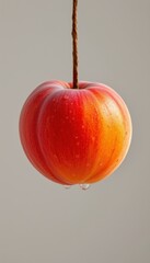 Fresh Apple Hanging with Water Droplets