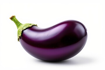 Single Purple Eggplant on White