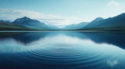 The natural scenery of mountains and calm lakes under the blue sky