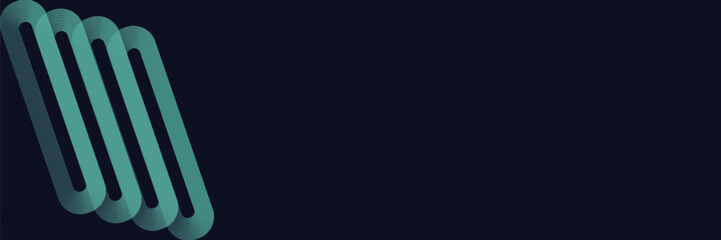 Modern dark green abstract horizontal banner background with glowing geometric lines.Suitable for covers, brochures, presentations, flyers. vector