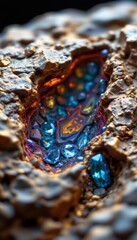 Gemstone Deposit in Rock Formation