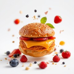 Sweet Dessert Burger with Berries