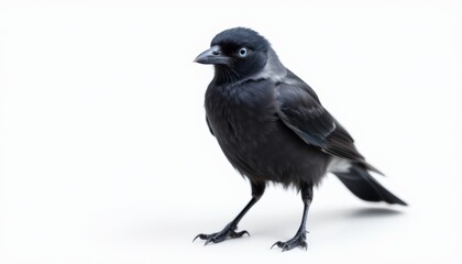 Isolated Black Bird on White Background