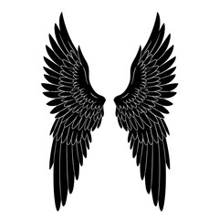 Naklejka premium Illustration of a pair of symmetrical black wings silhouette