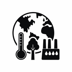 Global warming vector silhouette illustration isolated on white background