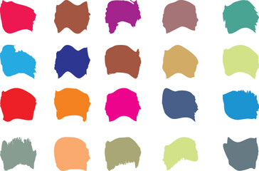 Colorful Ink brush stroke Design element in grunge style. Paintbrush strokes dirty texture artistic design elements. Grimy banner backdrops on white background. Paint color shades. EPS 10 